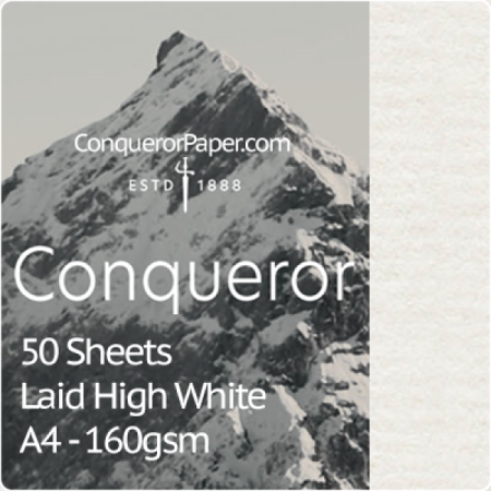 SMALL PACK - TINT:HighWhite, FINISH:Laid, PAPER:160gsm, SIZE:A4-210x297mm, QTY:50Sheets, WATERMARK:No